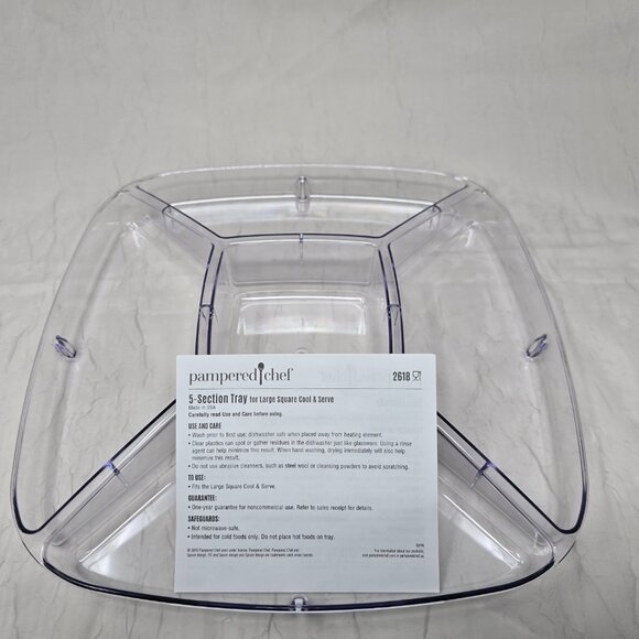 Pampered Chef Large Square Cool & Serve with 5-section and Open Trays - Picture 5 of 6
